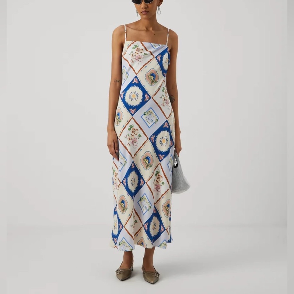Abercrombie & Fitch Cream and Blue Floral Print Maxi Dress - Picture 7 of 8